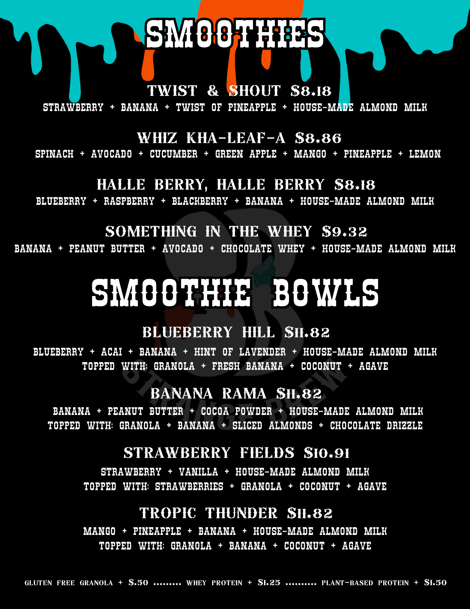 Stranger Drinks Menu full menu | strange brew